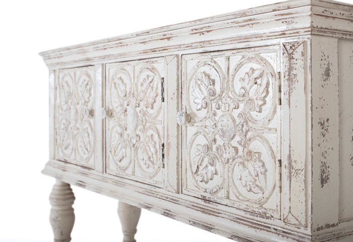 GINER Y COLOMER Console en bois de manguier blanc décapé